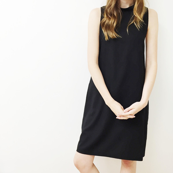 Laurs Kemp Black Raw Silk Mockneck Dress Laurs Kemp Black Raw Silk Mockneck Dress
