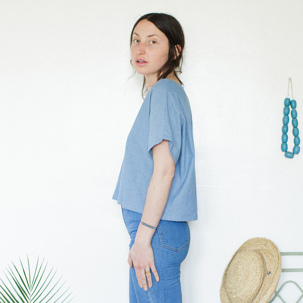 Me & Arrow Crop Top - Lt. Indigo Chambray Me & Arrow Crop Top - Lt. Indigo Chambray