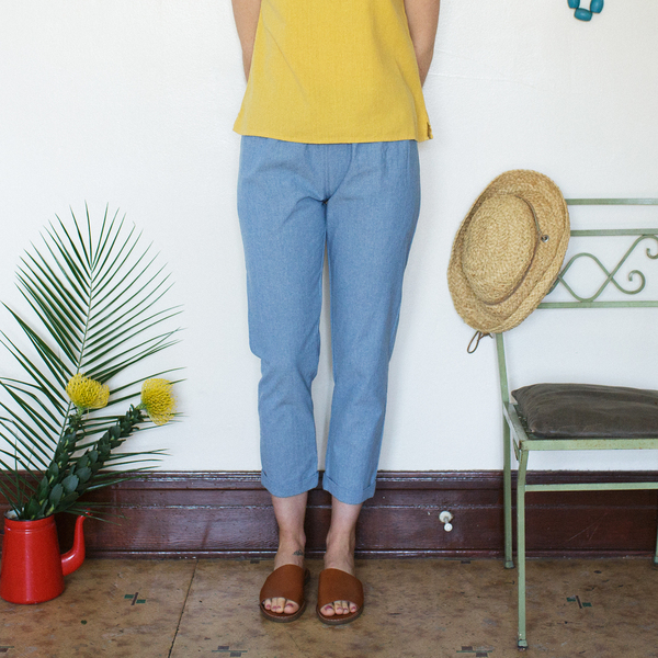 Me & Arrow Cuff Slim Pants Lt. Indigo Chambray Me & Arrow Cuff Slim Pants Lt. Indigo Chambray