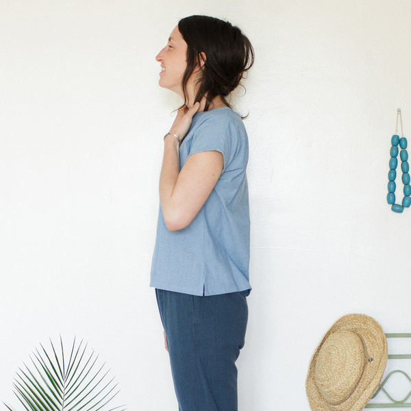 Me & Arrow Basic Tee - Lt. Indigo Chambray Me & Arrow Basic Tee - Lt. Indigo Chambray