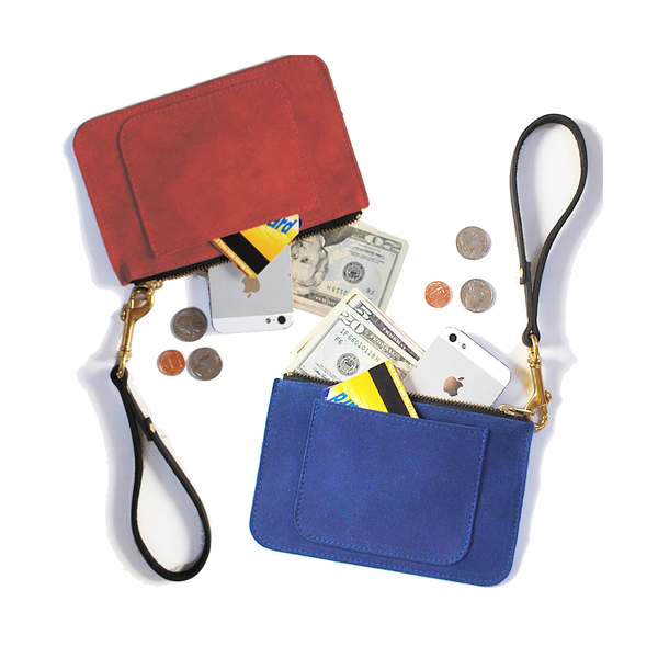 Unknown All-in-One Pouch/Wallet <br>Blue or Red Suede with Veggie Strap<br> Unknown All-in-One Pouch/Wallet <br>Blue or Red Suede with Veggie Strap<br>