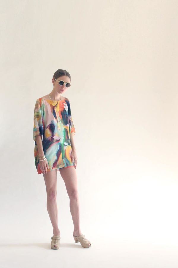 Strathcona Silk Tunic in Painted Gesture Strathcona Silk Tunic in Painted Gesture