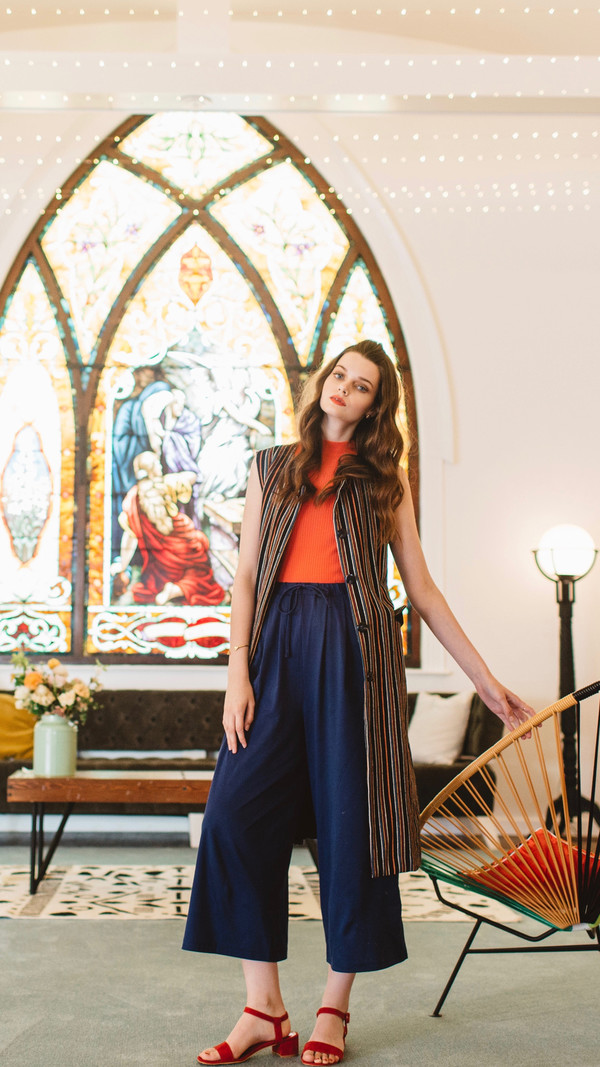 Maryam Nassir Zadeh Mara Pant in Navy Maryam Nassir Zadeh Mara Pant in Navy