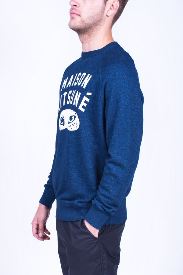 Men's Maison Kitsune Indigo Fox Eyes Sweatshirt Men's Maison Kitsune Indigo Fox Eyes Sweatshirt