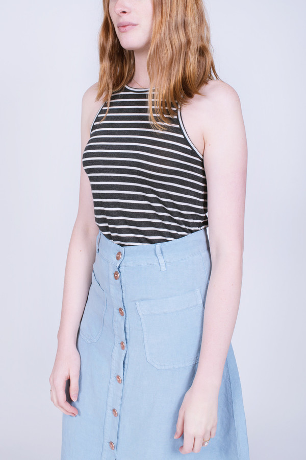 The Lady & the Sailor Jersey Tee Charcoal Stripe The Lady & the Sailor Jersey Tee Charcoal Stripe