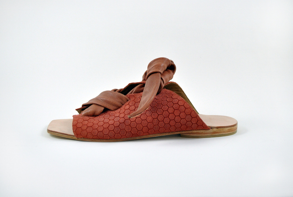 The Palatines Texo sandal - clay hex leather with shiny rust ties The Palatines Texo sandal - clay hex leather with shiny rust ties