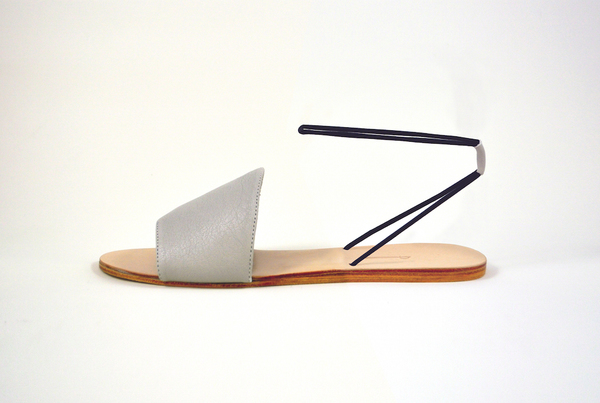 The Palatines Refero Sandal - beige leather w black elastic The Palatines Refero Sandal - beige leather w black elastic