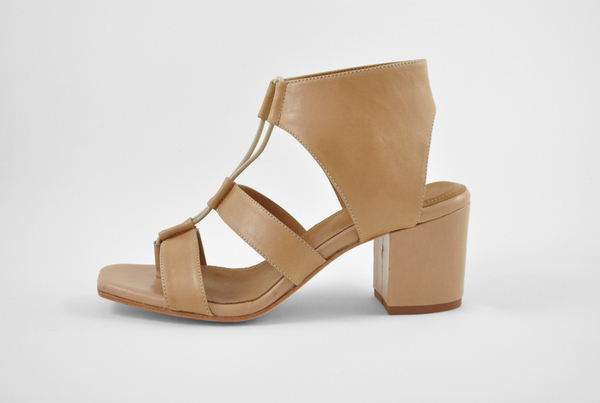 The Palatines Satis Block Heel Sandal w/thong - Tan Leather The Palatines Satis Block Heel Sandal w/thong - Tan Leather