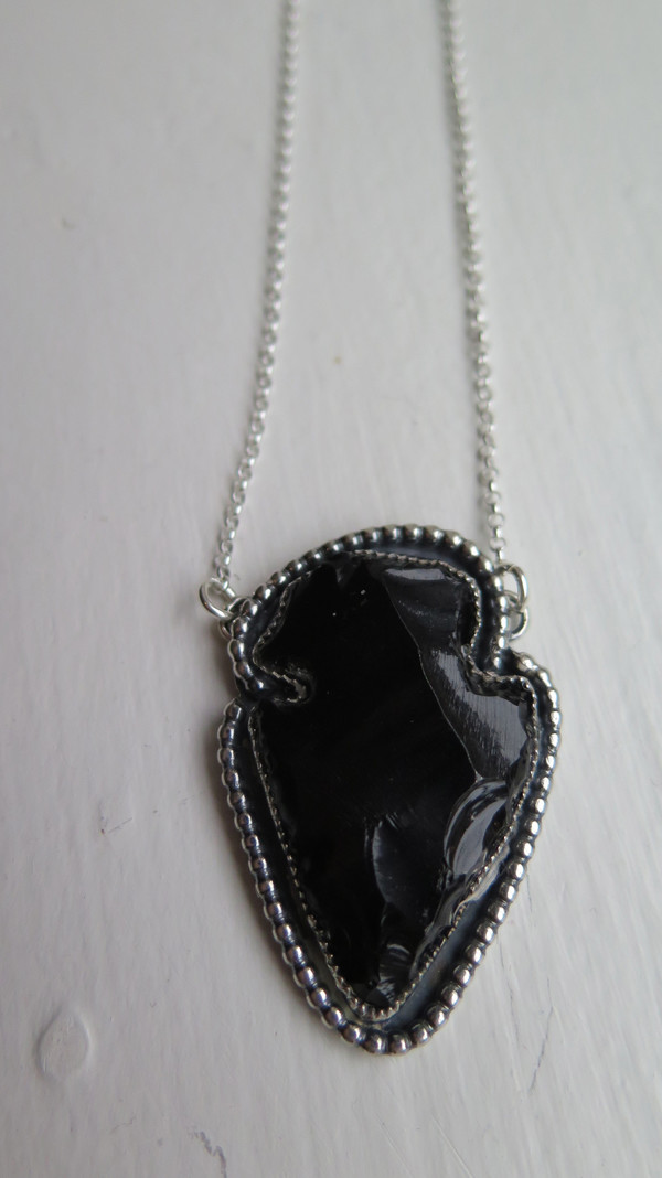 Black Obsidian Arrowhead Pendant Necklace Black Obsidian Arrowhead Pendant Necklace