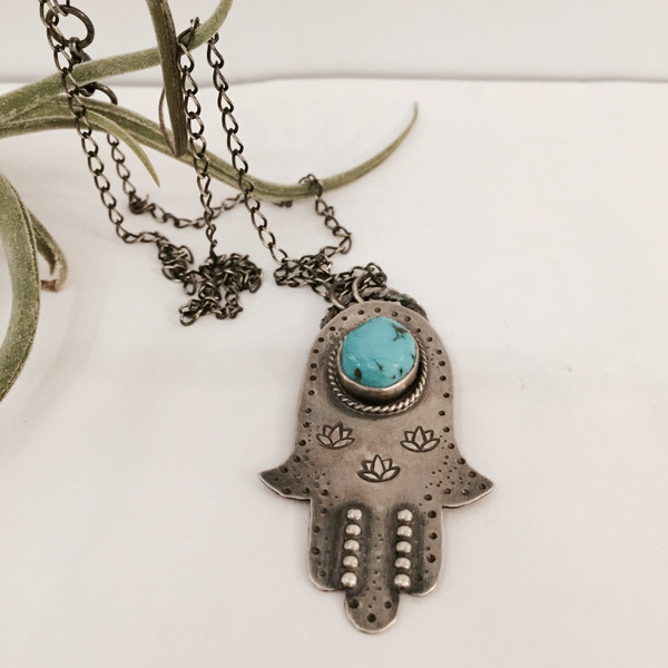 Hamsa pendant - lone mountain turquoise Hamsa pendant - lone mountain turquoise