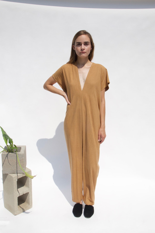 Miranda Bennett Everyday Jumpsuit, Silk Noil in Camel Miranda Bennett Everyday Jumpsuit, Silk Noil in Camel