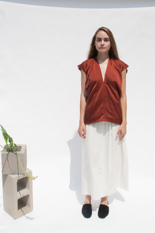 Miranda Bennett Everyday Top, Silk Charmeuse in Claret Miranda Bennett Everyday Top, Silk Charmeuse in Claret