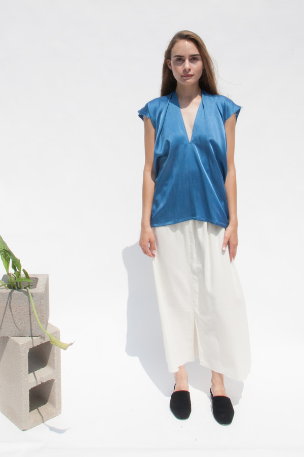 Miranda Bennett Everyday Top, Silk Charmeuse in Indigo Miranda Bennett Everyday Top, Silk Charmeuse in Indigo