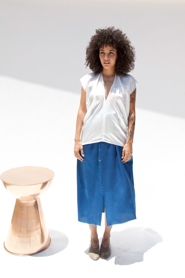 Miranda Bennett Everyday Top, Silk Charmeuse in Natural Miranda Bennett Everyday Top, Silk Charmeuse in Natural