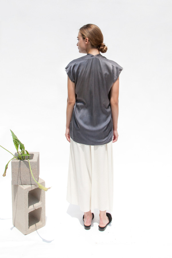 Miranda Bennett Everyday Top, Silk Charmeuse in Slate Miranda Bennett Everyday Top, Silk Charmeuse in Slate