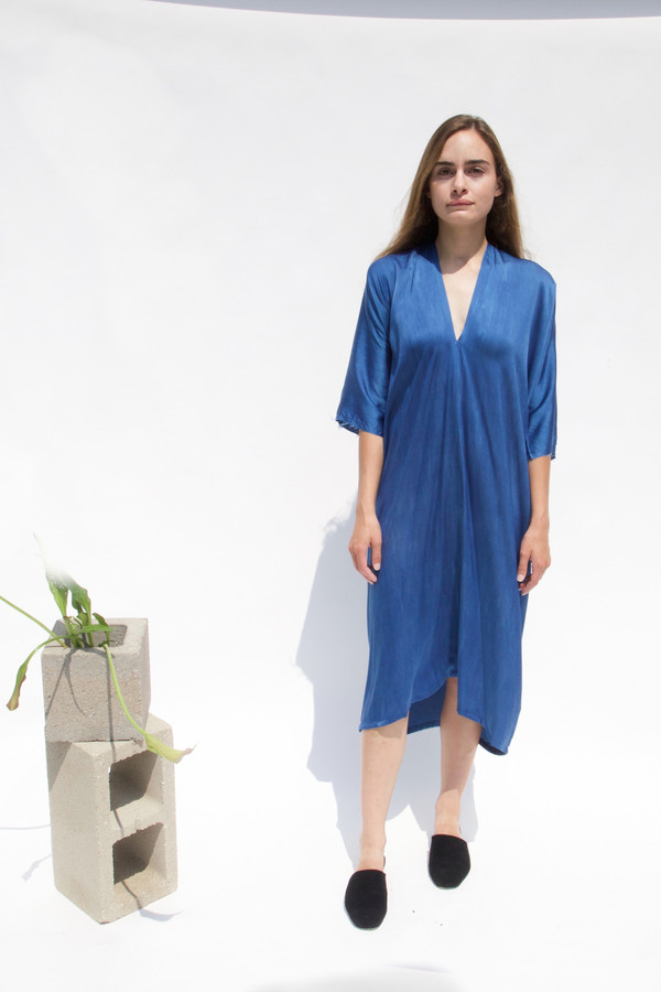 Miranda Bennett Muse Dress, Silk Charmeuse in Indigo Miranda Bennett Muse Dress, Silk Charmeuse in Indigo
