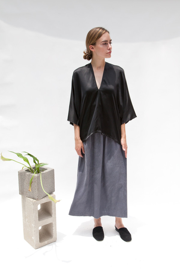 Miranda Bennett Muse Top, Silk Charmeuse in Black Miranda Bennett Muse Top, Silk Charmeuse in Black