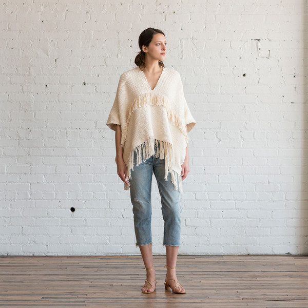 Apiece Apart V-Neck Fringe Poncho Apiece Apart V-Neck Fringe Poncho