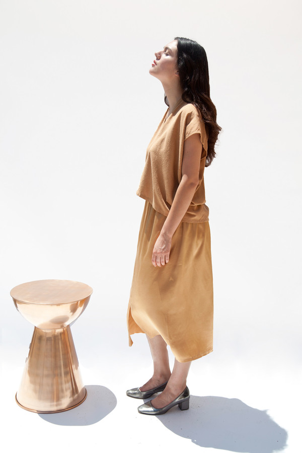 Miranda Bennett Everyday Top, Cropped, Silk Noil in Camel Miranda Bennett Everyday Top, Cropped, Silk Noil in Camel