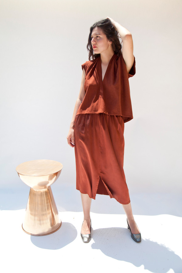 Miranda Bennett Everyday Top, Cropped, Silk Noil in Rust Miranda Bennett Everyday Top, Cropped, Silk Noil in Rust
