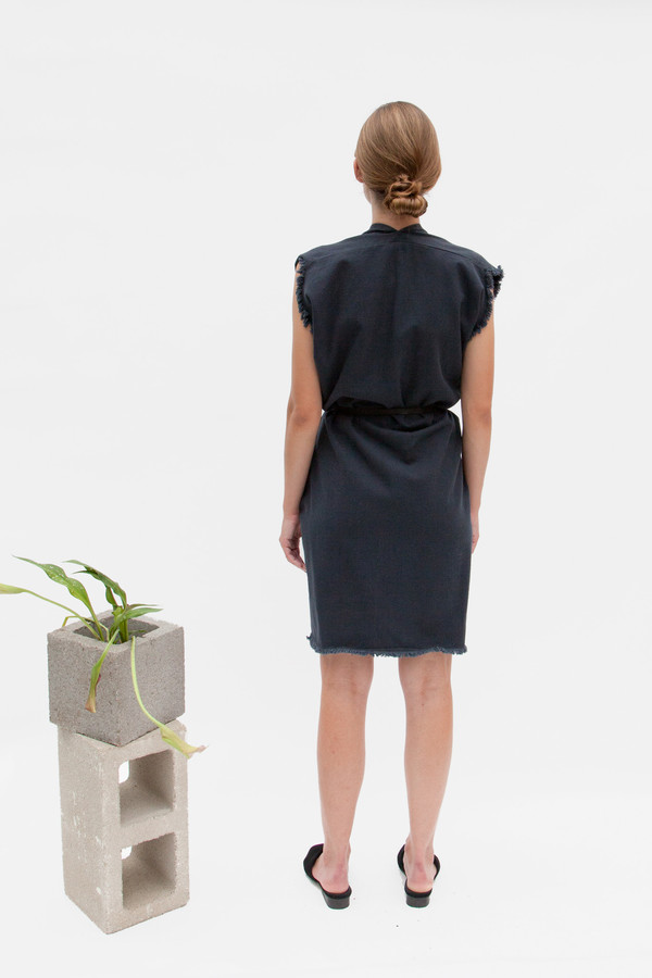 Miranda Bennett In-Stock: Tribute Dress, Denim in Almost Black Miranda Bennett In-Stock: Tribute Dress, Denim in Almost Black