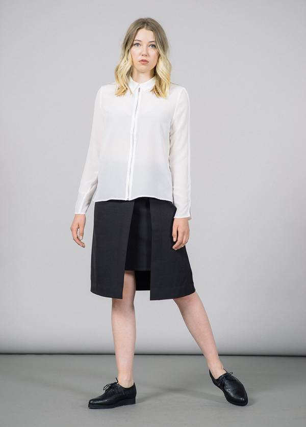 Just Female Wicked Collar Zip Silk Shirt Just Female Wicked Collar Zip Silk Shirt