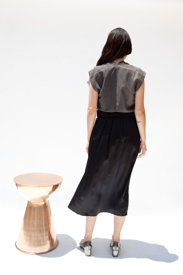 Miranda Bennett Paper Bag Skirt, Silk Charmeuse in Black Miranda Bennett Paper Bag Skirt, Silk Charmeuse in Black