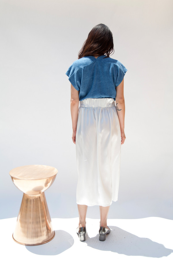 Miranda Bennett Paper Bag Skirt, Silk Charmeuse in Natural Miranda Bennett Paper Bag Skirt, Silk Charmeuse in Natural