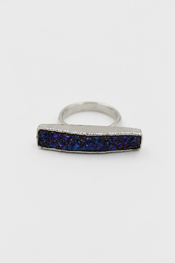 Sheila B Indigo Druzy Bar Ring Sheila B Indigo Druzy Bar Ring
