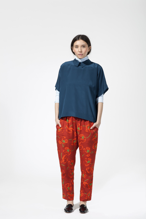 Carleen Collared Box Blouse - Navy Carleen Collared Box Blouse - Navy