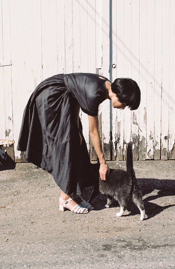Black Crane Pleated Dress - charcoal Black Crane Pleated Dress - charcoal