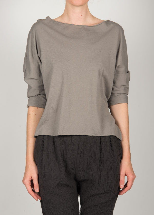 Black Crane - Short Sleeve Wide Crew in Grey Black Crane - Short Sleeve Wide Crew in Grey