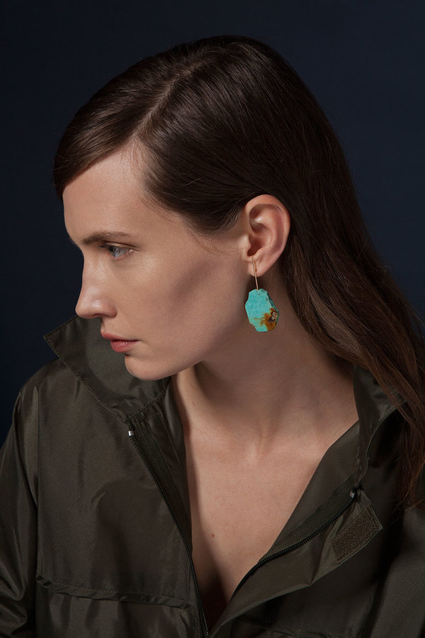 Kathleen Whitaker Sleeping Beauty Turquoise Slice Earrings Kathleen Whitaker Sleeping Beauty Turquoise Slice Earrings