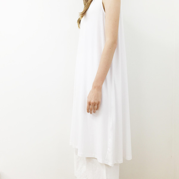 Shelby Steiner White Sleeveless T Shirt Dress Shelby Steiner White Sleeveless T Shirt Dress