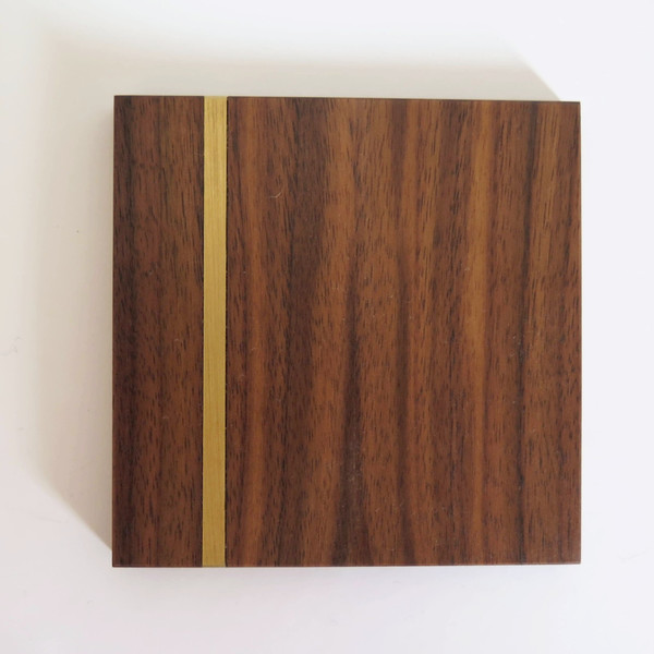 Christina Hilborne Walnut and Brass Wooden Coasters Christina Hilborne Walnut and Brass Wooden Coasters