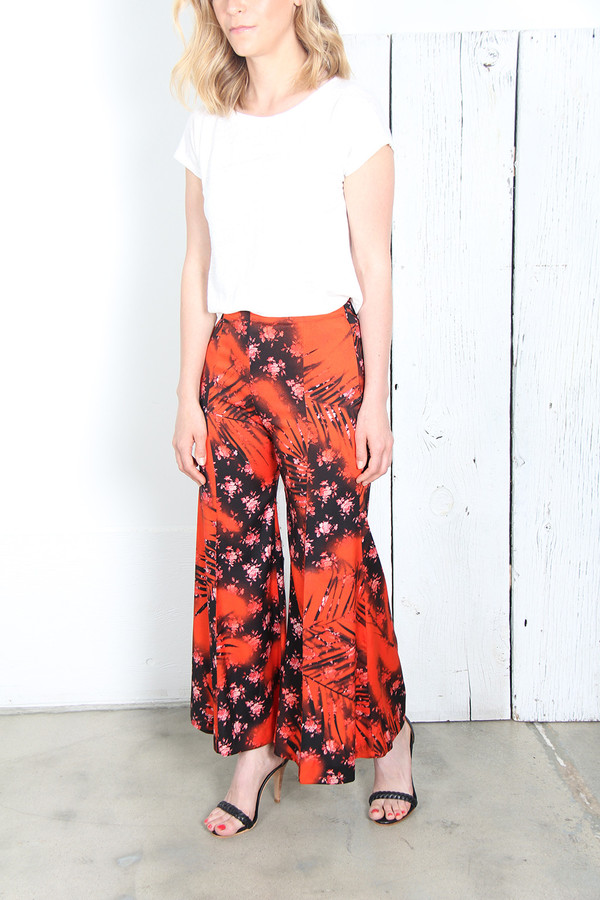 Acne Studios OLEXA PALM PRINT SILK TROUSERS Acne Studios OLEXA PALM PRINT SILK TROUSERS