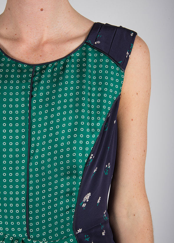 Harlyn - Blocked Two Pocket Dress in Emerald Scarf Print Harlyn - Blocked Two Pocket Dress in Emerald Scarf Print