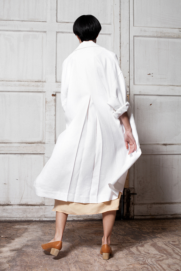 Horses Atelier Button Collar Patch Pocket Coat - white Horses Atelier Button Collar Patch Pocket Coat - white