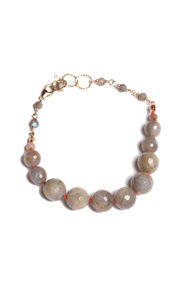 James and Jezebelle Labradorite with Coral Thread Bracelet James and Jezebelle Labradorite with Coral Thread Bracelet
