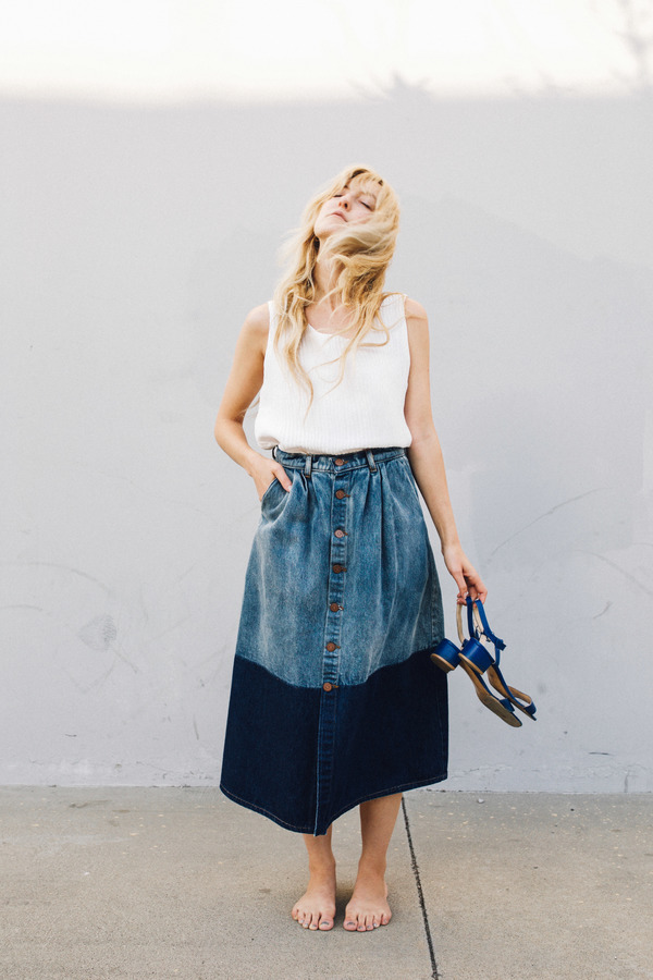 Objects Without Meaning Denim Patch Skirt, Blue Objects Without Meaning Denim Patch Skirt, Blue