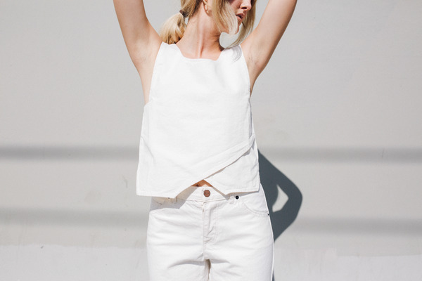 Objects Without Meaning Denim Crop Top, White Objects Without Meaning Denim Crop Top, White