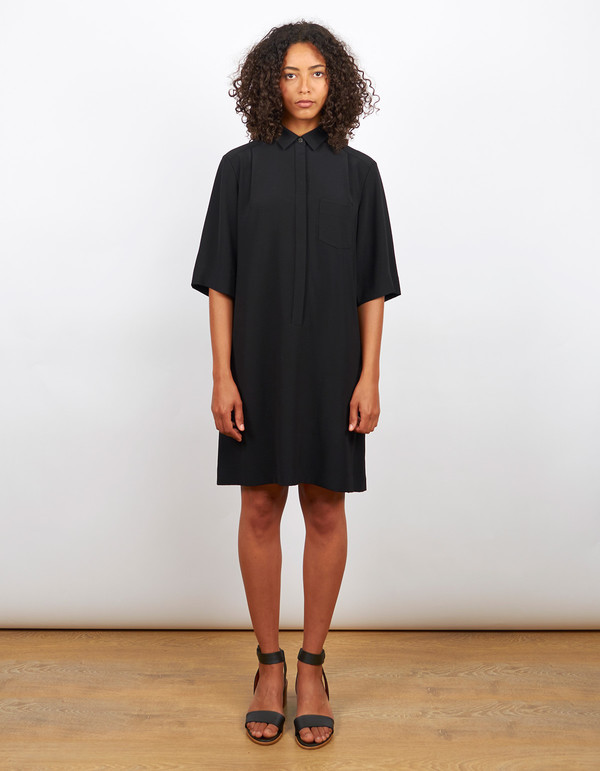 Filippa K Drapey Pull On Shirt Dress Black Filippa K Drapey Pull On Shirt Dress Black