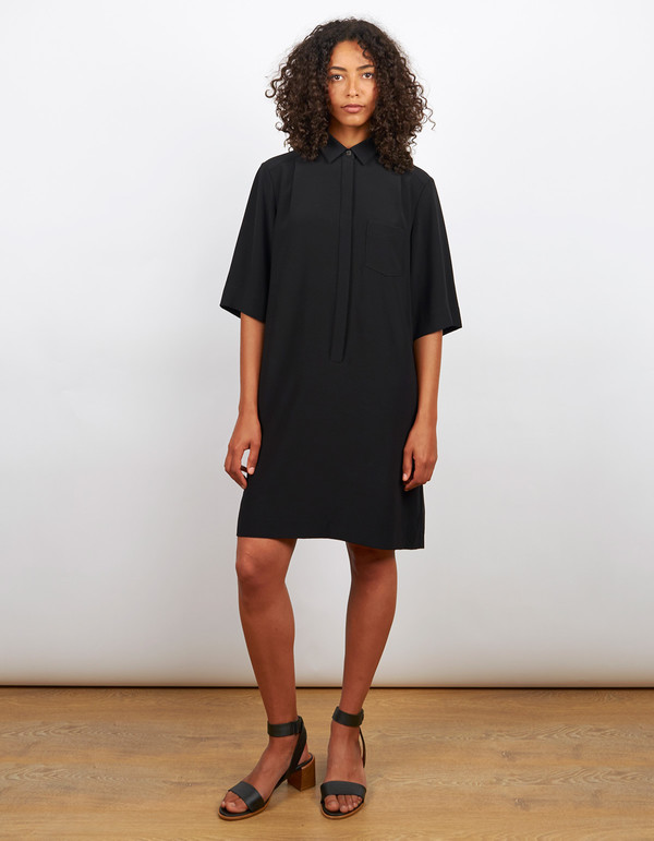 Filippa K Drapey Pull On Shirt Dress Black Filippa K Drapey Pull On Shirt Dress Black
