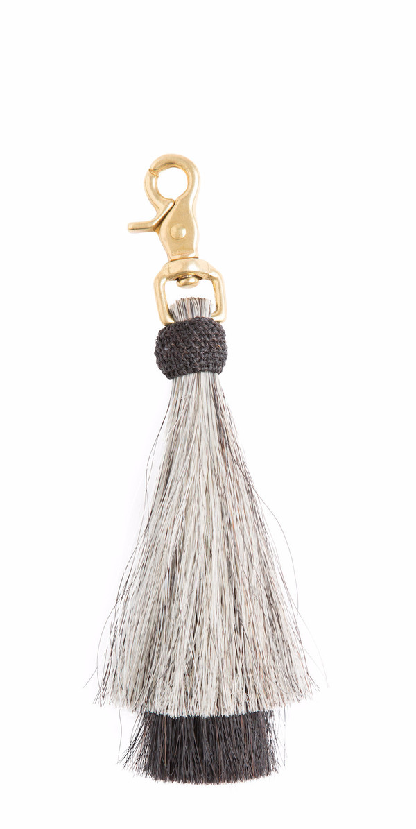 OLIVEVE grey/black double bell horse hair tassel on brass clip OLIVEVE grey/black double bell horse hair tassel on brass clip