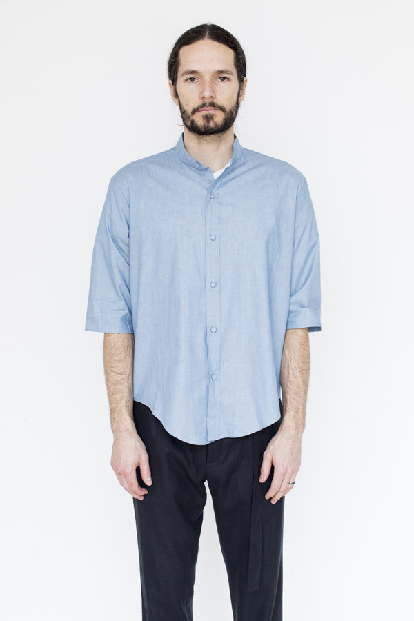 Assembly New York Chambray Noncollar Shirt Assembly New York Chambray Noncollar Shirt