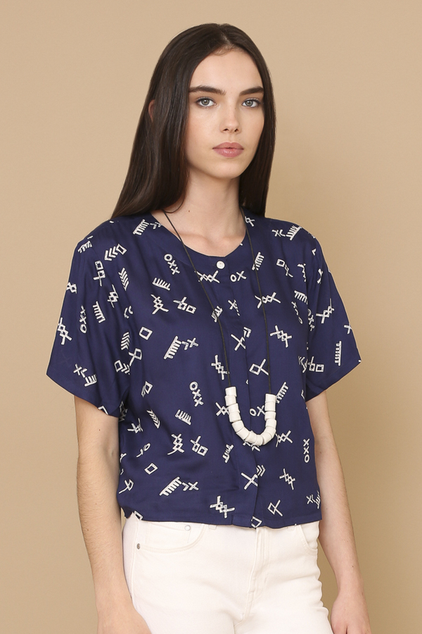 Osei-Duro Adaka Top in Cobalt Jot Osei-Duro Adaka Top in Cobalt Jot