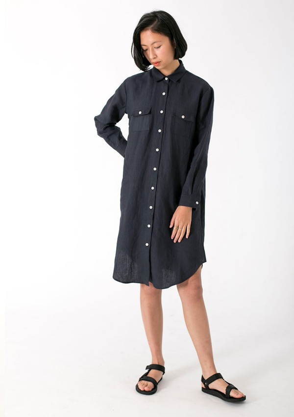 GOOD STUDIOS WOMENS HEMP LINEN CLASSIC COLLAR SHIRTDRESS GOOD STUDIOS WOMENS HEMP LINEN CLASSIC COLLAR SHIRTDRESS