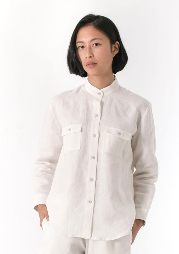 GOOD STUDIOS WOMENS HEMP LINEN MANDARIN COLLAR SHIRT GOOD STUDIOS WOMENS HEMP LINEN MANDARIN COLLAR SHIRT