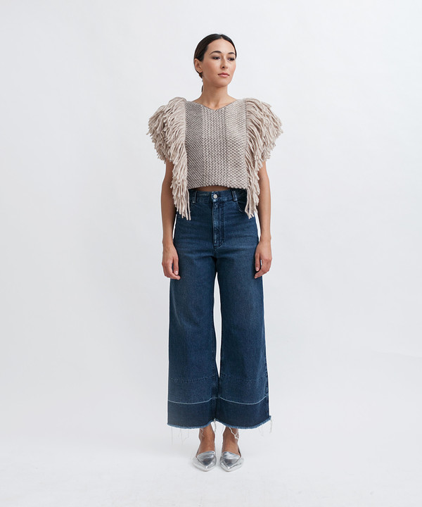 Rachel Comey Cropped Fringed Alpaca Vest in Camel Rachel Comey Cropped Fringed Alpaca Vest in Camel