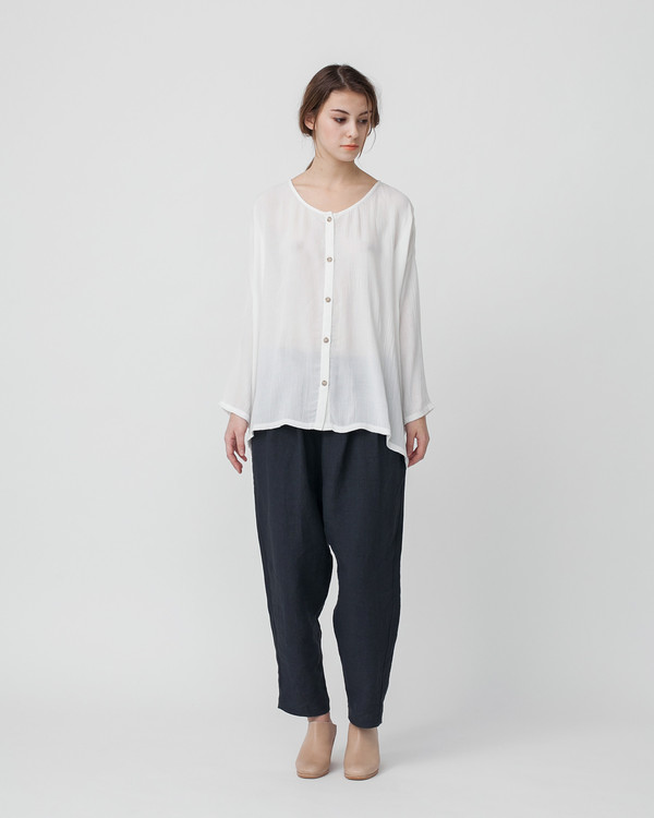 Revisited Matters Crushed Cotton Shirt in Off-White Revisited Matters Crushed Cotton Shirt in Off-White